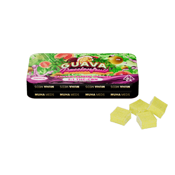 Guava Passionfruit (Indica): Muha Meds CBN Gummies – 100 Milligrams Edible Pack