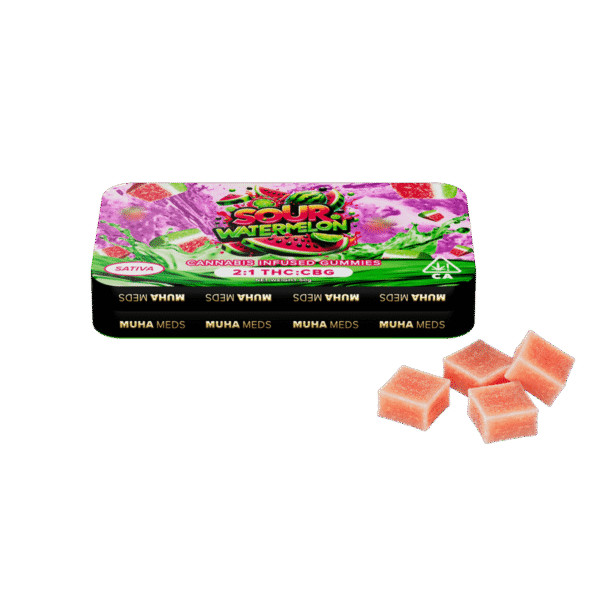 Sour Watermelon gummies (Sativa): Muha Meds CBG Gummies – 100 Milligrams Edible Pack