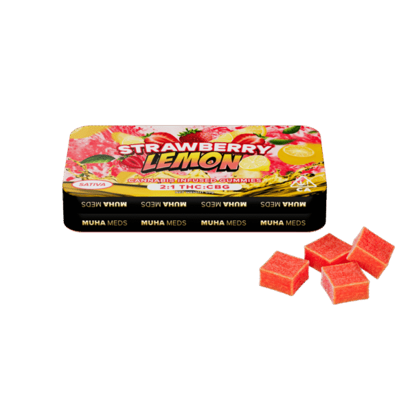 Strawberry Lemon (Sativa): Muha Meds CBG Gummies – 100 Milligrams Edible Pack